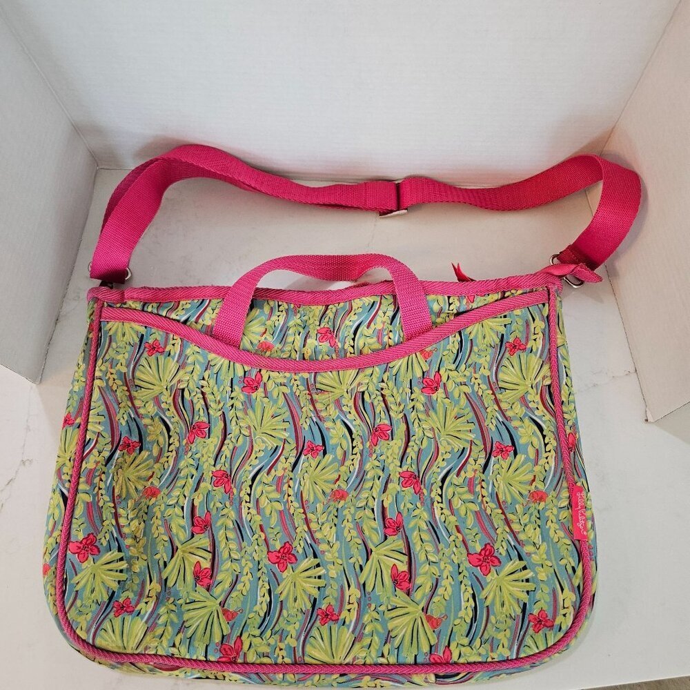 Lilly Pulitzer Neoprene Laptop Tote‎ Satchel Messenger Bag 11" x 16"
